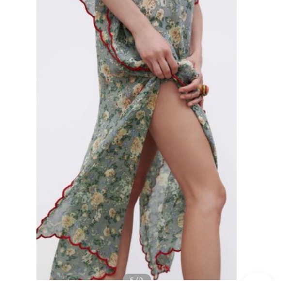 Zara Embroidered Midi  Tunic Dress with V-neck Size S Spring Summer - Picture 2 of 16